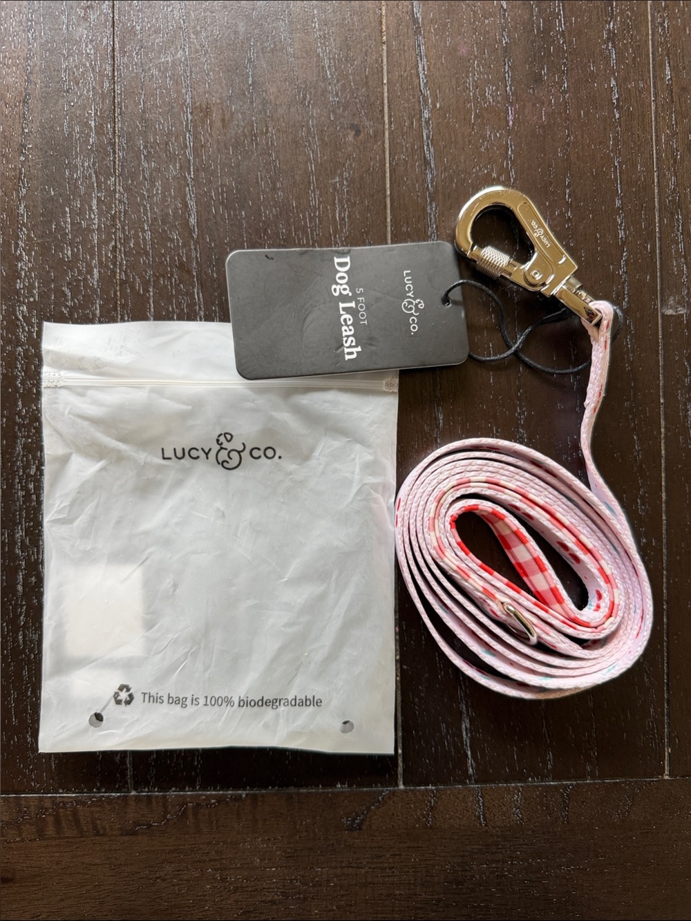 Lucy White Leash with Red Cherry Print